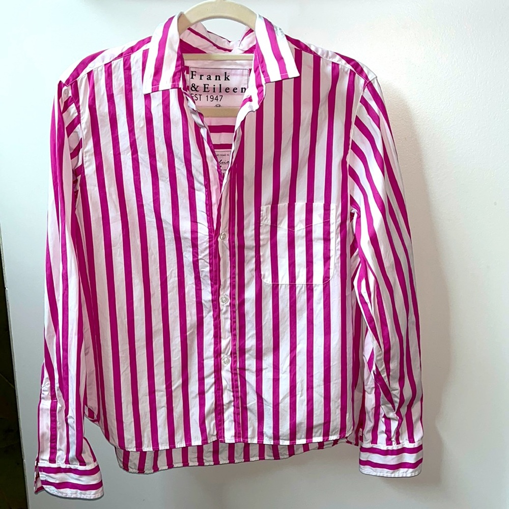 Frank & Eileen Pink and White Striped Button-Down Shirt - Picture 2 of 4